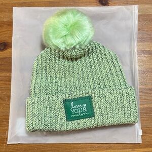 Love Your Melon Mint Green Kids Pom-Pom Beanie